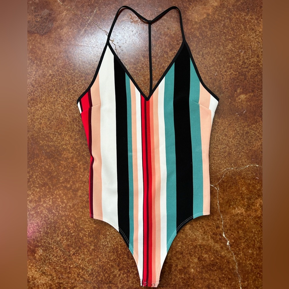 Strappy colorful ribbed body suit from express.